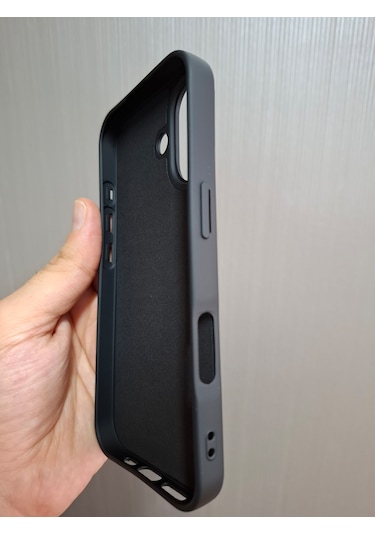 İphone 17 Uyumlu Logolu İçi Kadife Silikon Lansman Kılıf Siyah