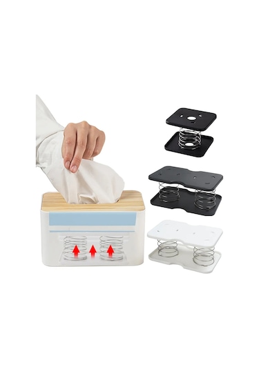 B-black-doku Dispenseri Yay Desteği Otomatik Kaldırma Yaylı Doku Tutucu Kolay Toplama Doku Konteyneri 90% Kutu İçin Takım