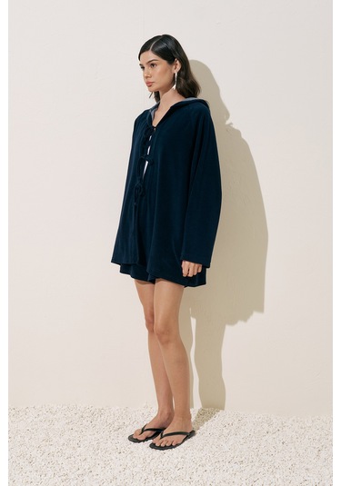 Havlu Kumaş Kimono Lacivert Lacivert