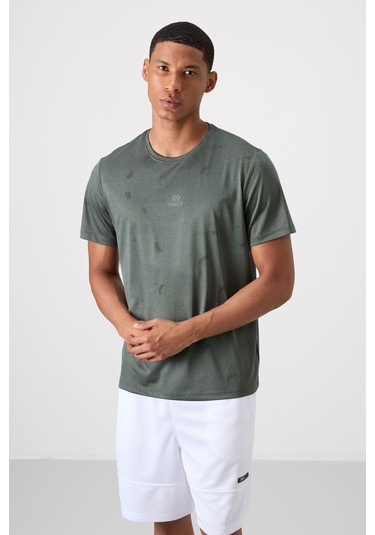 Tommy Life Haki Polyester Jakarlı İnce Esnek Standart Fit Erkek T-shirt - 88397 001