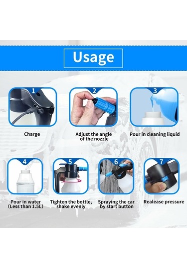 Dancemonkey 1.5l Elektrikli Sulama Kabı Pp + Pe Araba Yıkama Köpüğü Güçlendirici Pot Yüksek Basınçlı Yıkama Aracı