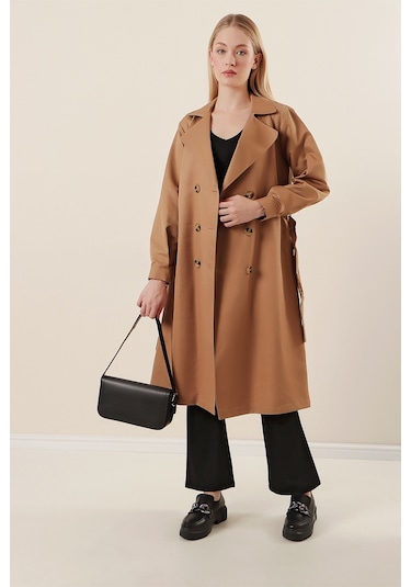 Bigdart 5853 Kruvaze Yaka Trençkot - Taba 001