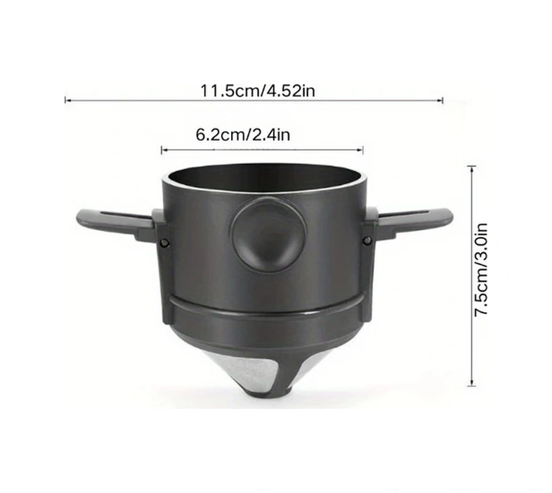 Hightower Siyah 1 Adet Katlanabilir Seyahat Kahve Filtresi - Paslanmaz Çelik Saklama Kulplu Pratik Demleme