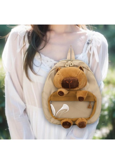 Homyl Capybara Sırt Çantası Doldurulmuş Hayvan Tatil Haki