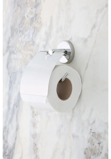 MultiStore Krom Uzun Havluluk / Geniş Kapaklı Tuvalet Kağıtlığı 2li Banyo Seti Krom