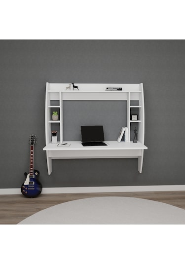 Arnetti Buğlem Duvara Monte Çalışma Bilgisayar Masası Beyaz