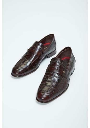 Tamer Tanca Erkek Hakiki Deri Kahverengi Makosen Ayakkabı 183 26201 Erk Ayk Y23 Kahve Kroko Kahverengi