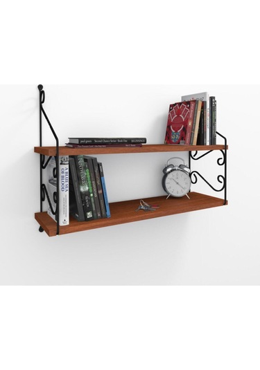 Decormet Seramoni Raf Seti 2 Raflı 200 720 Ceviz Çok Renkli