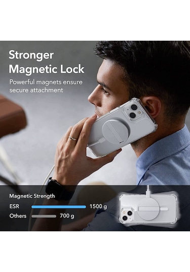 Ennar Apple Uyumlu iPhone 17 Pro Max Magsafe Sararmaz Şeffaf Sert Mika Silikon Kılıf Şeffaf