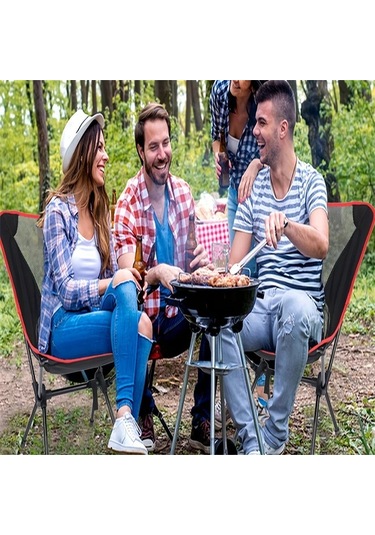 Dashanshop 1/2 Adet Kırmızı A Taşınabilir Ay Sandalyesi Kamp Seyahat Plaj Piknik Hafif Kompakt Katlanır Dış Mekan Sandalye Çantası Altın