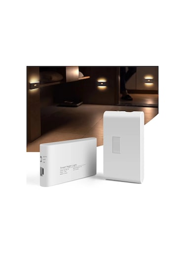 Akıllı Sensörlü Gece Lambası Şarjlı Mıknatıslı Çift Yönlü Hero Led Beril Merdiven Koridor Aydınlatma Siyah