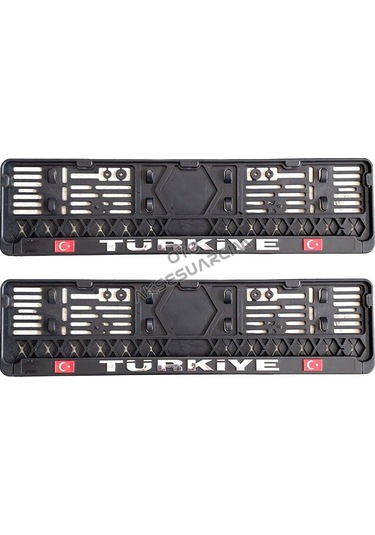 Türkiye Bayraklı Kabartma Plastik Plakalık Plaka Altlığı Çıtalı 2'li