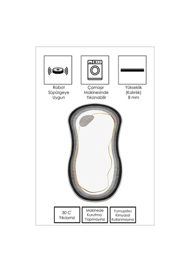West Home Makinede Yıkanabilir Kaymaz Taban Leke Tutmaz Kesimli Salon Halısı Mutfak Halısı Ve Yolluk 609 White