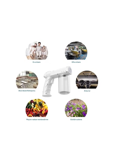 Shopytech 280 Ml Nano Mavi Işıklı Şarjlı Sprey Tabancası Kablosuz Atomizer İnce Sis & 1 1.5 M Menz