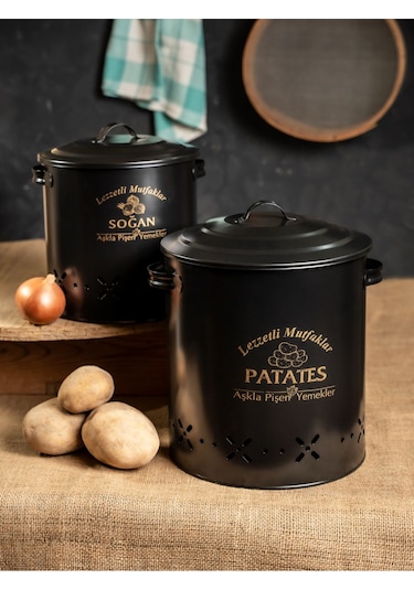 Silindir 2'li 65-66 Patates-soğan Kovası Siyah Siyah