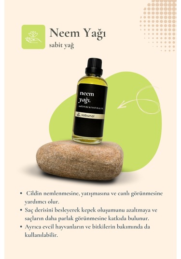 Sabunal Neem Yağı 100 ML Doğal Cilt Ve Saç Bakım Yağı