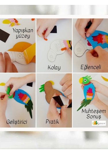 Keçe Papağan Magnet Yaratıcı Yapım Seti - Çocuklar İçin Eğitici Aktivite