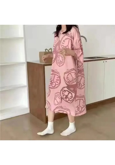 Snapbuy Kadın Kore Tarzı Yaz Pijama Seti - Rahat Ev Kıyafeti, Kısa Kollu Pijama Öğrenciler İçinerkek Pembe