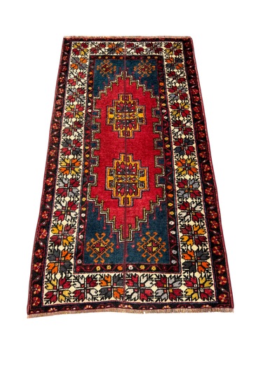 El Dokuma Vintage Eskitme Ortaköy Halısı 95x180 Patchwork Halı