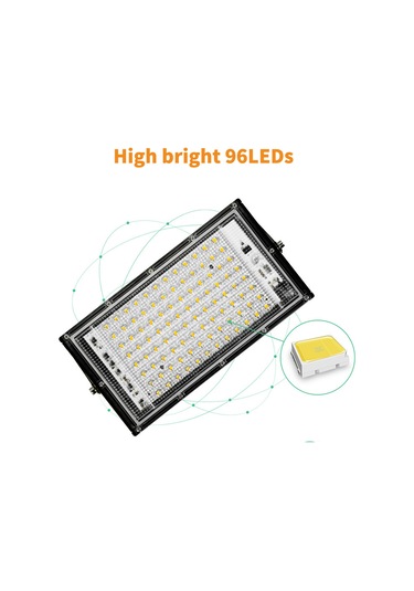Tenfowee Ip65 Suya Dayanıklı 100w 96 Led Dış Mekan Aydınlatma Spot Lambası, Geniş Işık Açısı, Kolay Montaj Beyaz