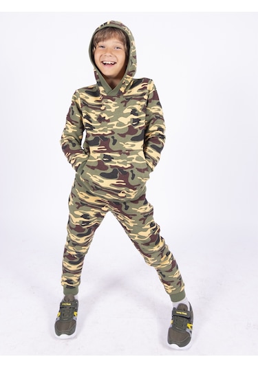 Erkek Çocuk Kamuflaj Desenli Eşofman Takımı Çok Renkli