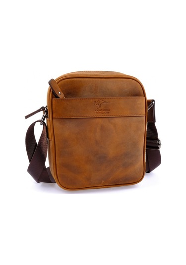 Erkek Hakiki Açık Taba Deri Postacı Çanta Kangaroo K 8875-Zat