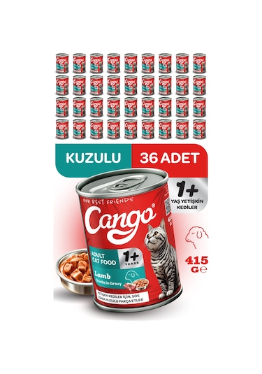Cango Yetişkin Yaş Kedi Maması Kuzu Etli 415gr 36lı