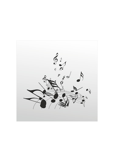 Folyo Sticker Müzik Notaları 70cm Uzunluk Karışık Renkli