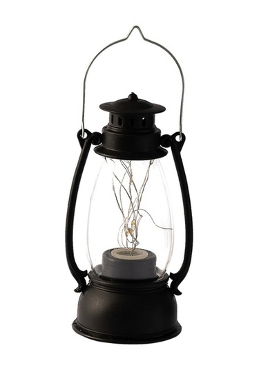 Retro Fener Noel Masa Dekorasyonu Yılbaşı Süs Siyah