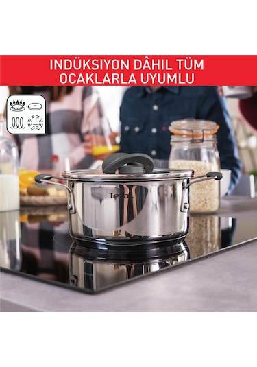 Tefal Optispace 8 Parça Çelik Tencere Seti 587635