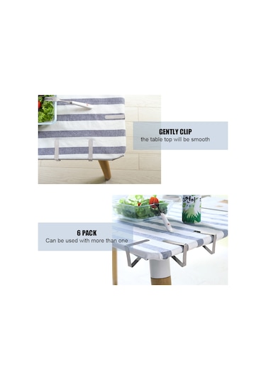 Xiyyadms Paslanmaz Çelik 6'lı Masa Örtüsü Kıskacı - Dış Mekan, Restoran, Piknik İçin Pratik Tutucu Diğer