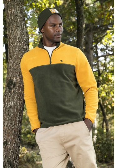 Buratti Regular Fit Anti-Pilling Tüylenme Yapmayan Dik Yaka Kışlık Şardonlu Erkek Polar 5906016 Hardal