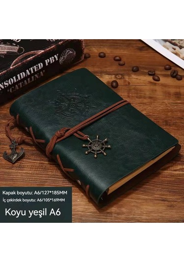 Spring Vintage Defter Gevşek Yapraklı Defter Koyu Yşil