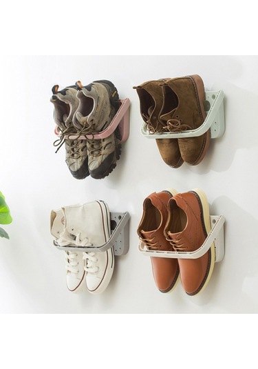 Sones Vakumlu Kupa Çok Fonksiyonlu Katlanır Duvar Askılı Terlik Depolama Rafı Pembe