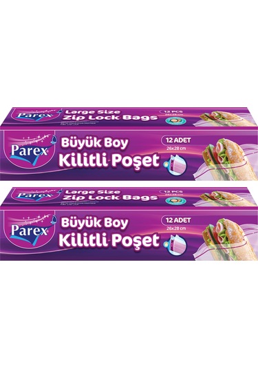 Kilitli Buzdolabı Poşet Büyük Boy 12'li 26 X 28 Cm İkili Set