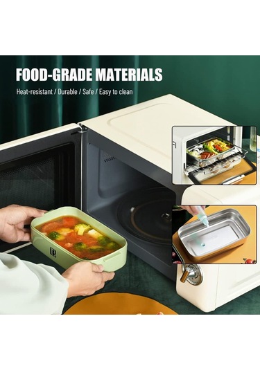 Xindoker Yeşil 1.4l 304 Çelik Bento Kutusu, 3 Bölmeli, Konik, Leşimsiz, Çocuk/yetişkin İçin, Ofis/kamping Uygun, Yıkama Makinesine Uygun Diğer