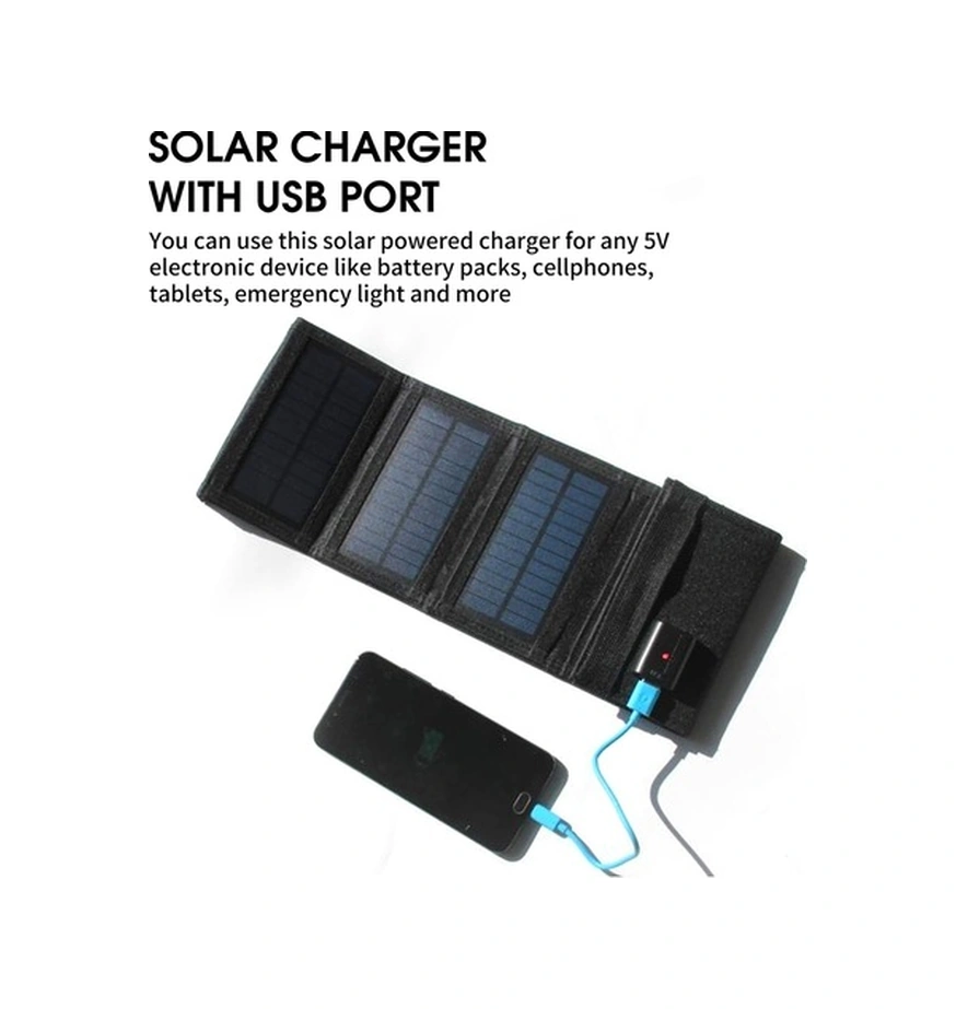 Fortunelane Katlama Şarj Paneli, 7.5w Taşınabilir Güneş Enerjisi, Kamp & Seyahat İçin Usb Çıkışlı