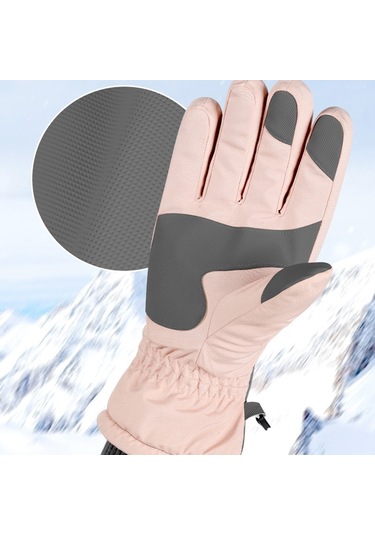 Golovejoy Sk15 1 Çift Kış Kayak Eldivenleri Su Geçirmez Polar Astarlı Dokunmatik Ekran Anti Kayıp Toka