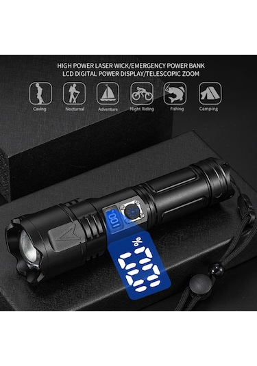 Cbtx A03 Dış Mekan Su Geçirmez El Feneri 30w Taşınabilir Lcd Ekranlı El Feneri Kayışlı