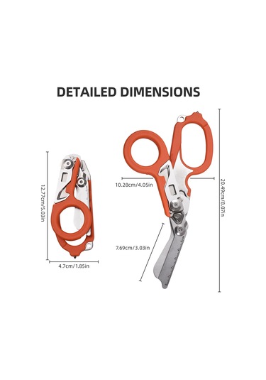 Hfambition Oranj Çok İşlevli Çakı-makas Seti, Dış Mekan Kampı İçin Gerekli Araçlar, Gergin Cam Kırıcı, Ölçü Çizgili Ve Taşınabilir Tasarım