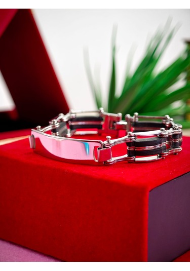 Çelik Derili Bileklik Kişiye Özel İsimli Paslanmaz Derili Çelik İsimli Bileklik 316 L Çelik Altın - Pembe