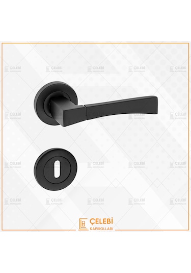 Viktorya Kol Yuvarlak Rozetli Siyah Oda Kapı Kolu