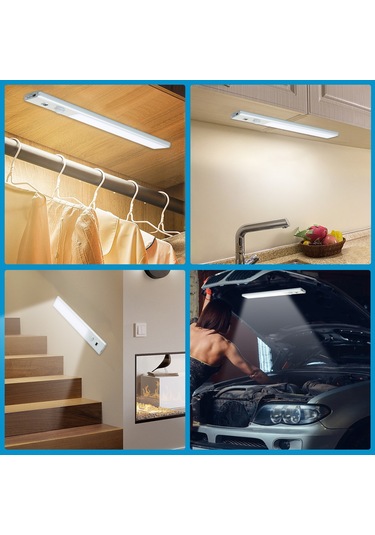 Hangfox 46 Led'li Akıllı Dolap Lambası - Pır Hareket Algılama, Elle Tarama, Sürekli Aydınlatma Modu, Manyetik Taban, Type C Şarj, 1500mah Pil, Beyaz Işık Beyaz