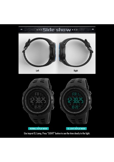 Lemestar Skmeı 1251 Erkek Spor Saati, Çift Zamanlı, Geri Sayım, 50m Su Geçirmez, Alarm, Kronometre, Yeşil Renk Dijital Saat