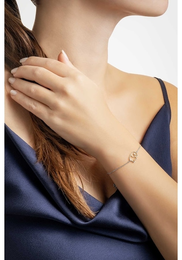 Bilge Fil 18 Ayar Beyaz Altın Kaplama 20 Cm Gümüş Bileklik Beyaz