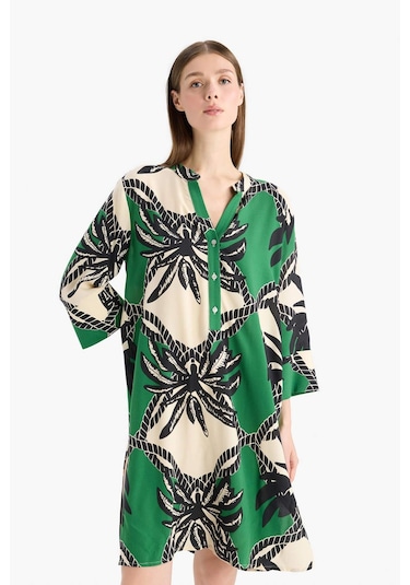 DeFacto 	Regular Fit Desenli Plaj Elbisesi-Fall in Love D0452AX25SMGN512