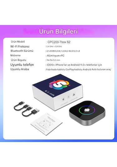 Carlinkit Tbox S2 4+64g Android 13.0 Carplay Youtube Video Oynat