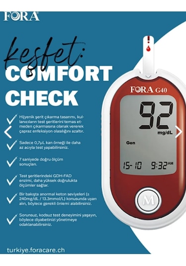 Fora G40 Şeker Ölçüm Cihazı + Strip 50'li 6 Kutu