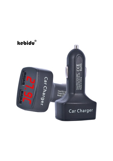 Kebidu Çok İşlevli Dc 12-24v Usb Araç Şarj Cihazı Çift Bağlantı Noktalı 3.1a Black Red Light