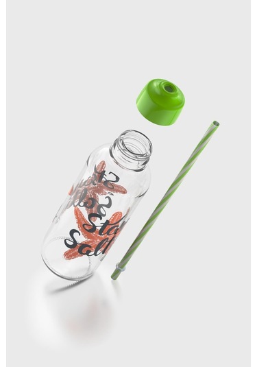 Renga Felix Stay Salty Desenli 450 Ml Pipetli Cam Şişe 182055 Yeşil